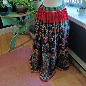 Vintage Traditional Banjara Mirror Indian Skirt Hand-Embroidered Drawstr…
